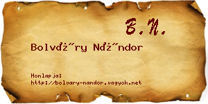 Bolváry Nándor névjegykártya